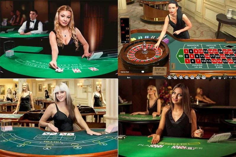 Suasana meja kasino live untuk pilihan permainan kartu dan roda